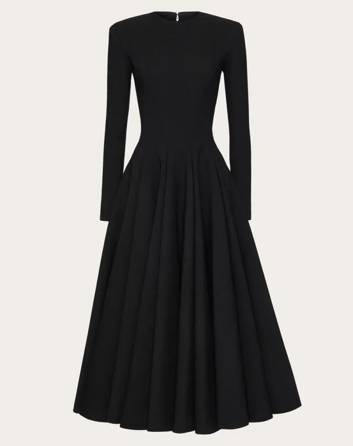 Valentino Dresses Woman Luxury Crepe Midi Dress For Woman In Black Black