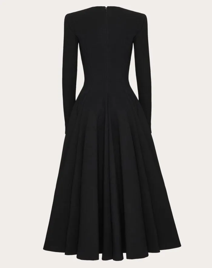 Valentino Dresses Woman Luxury Crepe Midi Dress For Woman In Black Black