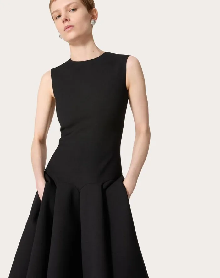 Valentino Dresses Woman Luxury Crepe Midi Dress For Woman In Black Black