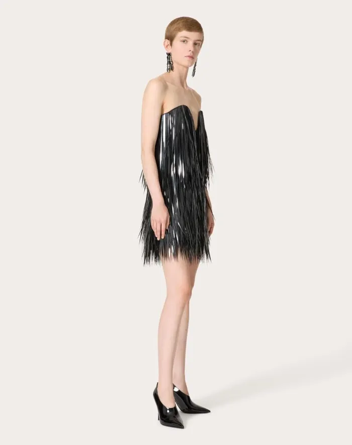 Valentino Dresses Woman Short Embroidered Organza Dress For Woman In Black Black Valentino Dresses Woman Short Embroidered Organza Dress For Woman In Black Black