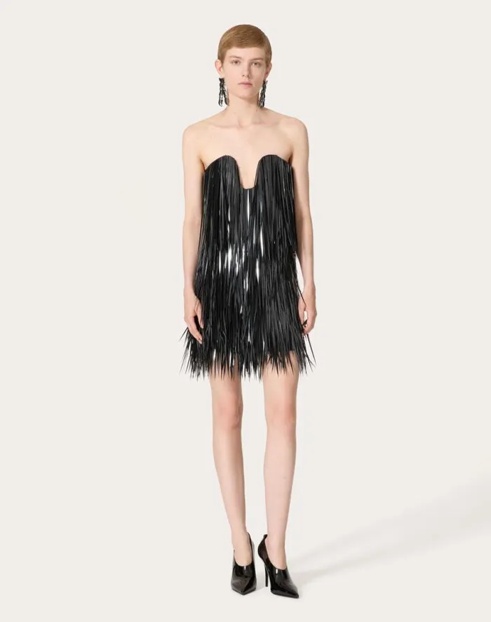 Valentino Dresses Woman Short Embroidered Organza Dress For Woman In Black Black Valentino Dresses Woman Short Embroidered Organza Dress For Woman In Black Black