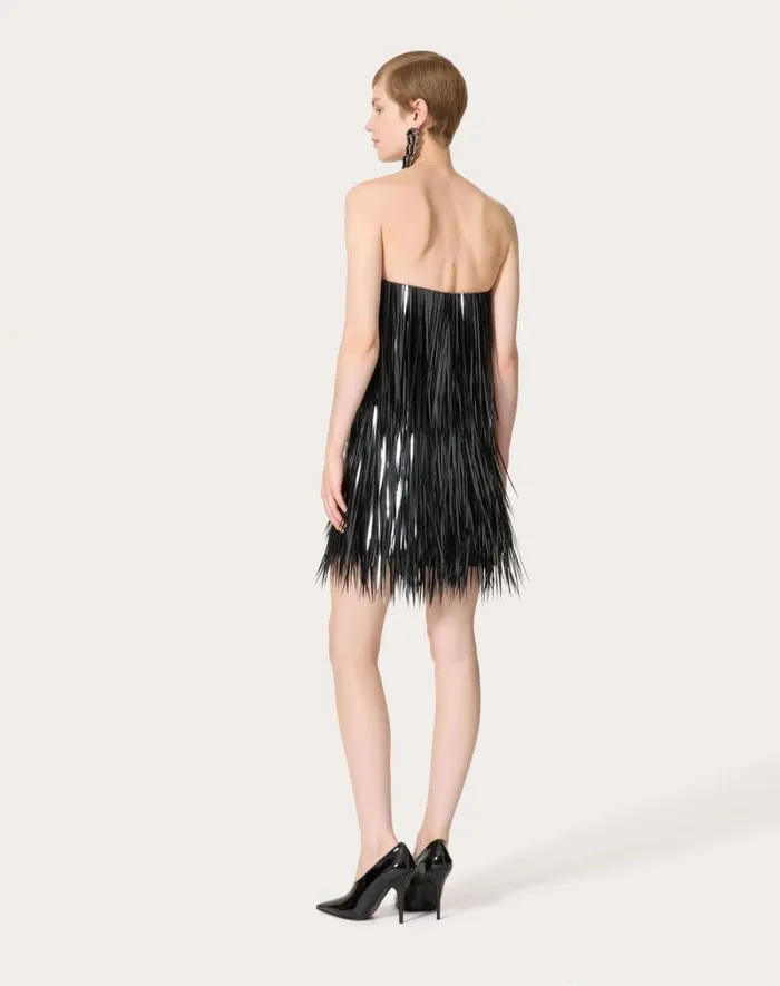 Valentino Dresses Woman Short Embroidered Organza Dress For Woman In Black Black Valentino Dresses Woman Short Embroidered Organza Dress For Woman In Black Black