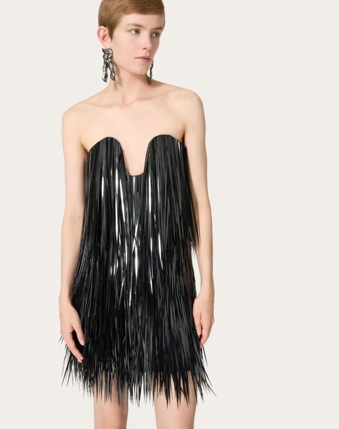 Valentino Dresses Woman Short Embroidered Organza Dress For Woman In Black Black Valentino Dresses Woman Short Embroidered Organza Dress For Woman In Black Black