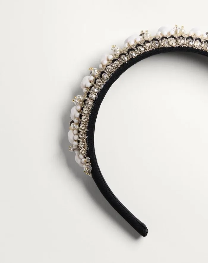 Valentino Hair Accessories Woman Valentino Wool And Silk Headband With Embroidery For Woman In Blackwhite Blackwhite Valentino Hair Accessories Woman Valentino Wool And Silk Headband With Embroidery For Woman In Blackwhite Blackwhite