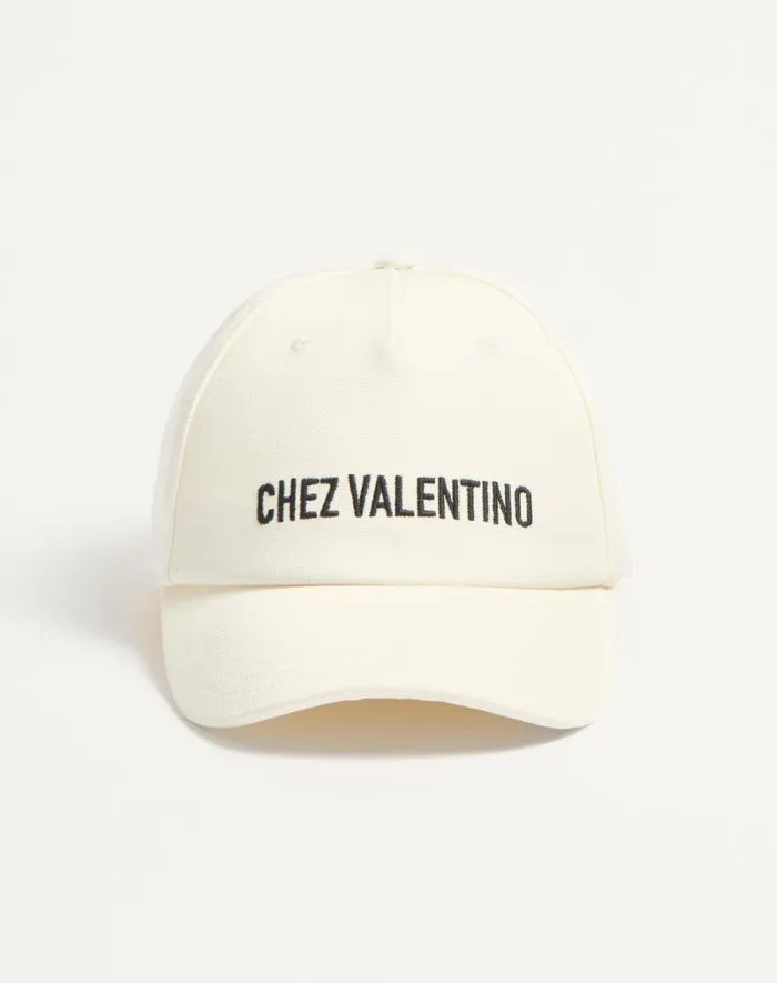 Valentino Hats And Gloves Man Chez Valentino Cotton Baseball Cap With Embroidery For Man In Ivoryblack Ivoryblack Valentino Hats And Gloves Man Chez Valentino Cotton Baseball Cap With Embroidery For Man In Ivoryblack Ivoryblack