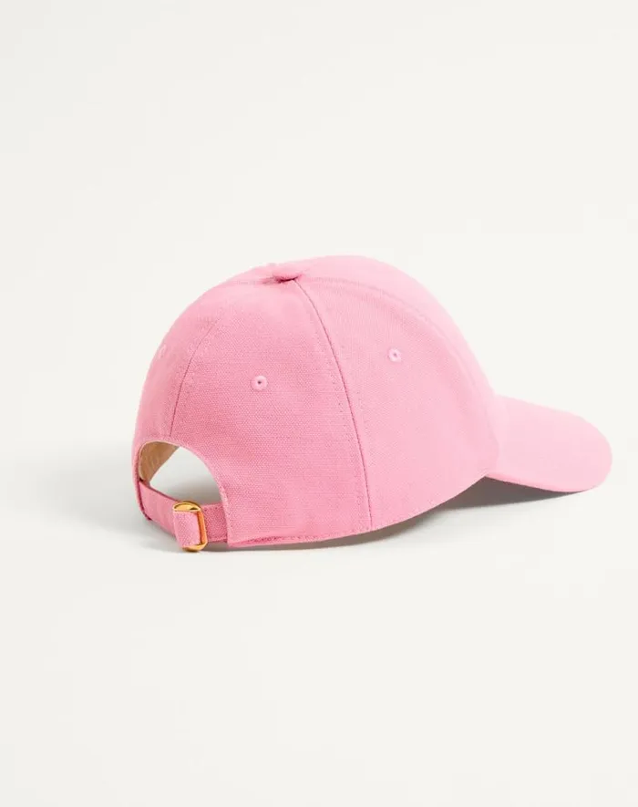 Valentino Hats And Gloves Woman Chez Valentino Cotton Baseball Cap For Woman In Pastel Pinkbutter Pastel Pinkbutter
