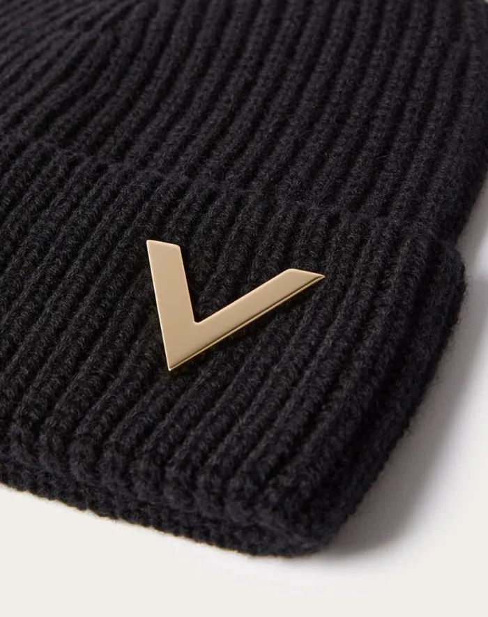 Valentino Hats And Gloves Woman Valentino Cashmere Beanie For Woman In Ivory Ivory