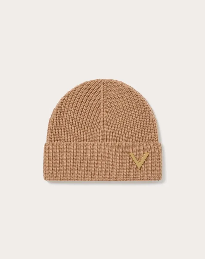 Valentino Hats And Gloves Woman Valentino Cashmere Beanie For Woman In Ivory Ivory