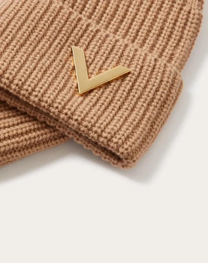 Valentino Hats And Gloves Woman Valentino Cashmere Beanie For Woman In Ivory Ivory
