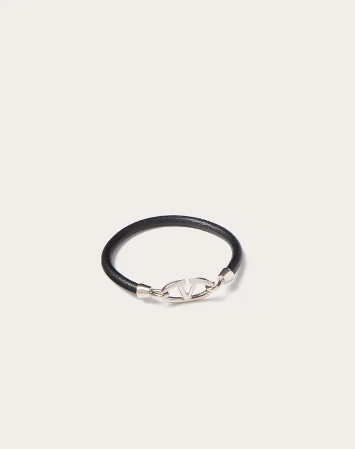 Valentino Jewelry Man Valentino Garavani Vlogo The Bold Edition Bracelet In Leather And Metal For Man In Sky Blue Sky Blue Valentino Jewelry Man Valentino Garavani Vlogo The Bold Edition Bracelet In Leather And Metal For Man In Sky Blue Sky Blue