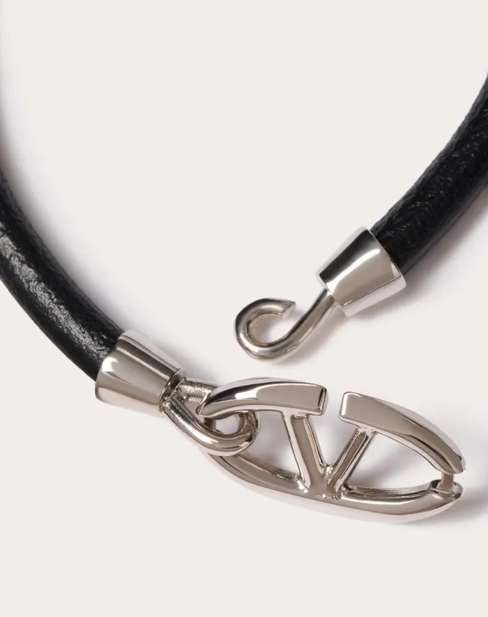 Valentino Jewelry Man Valentino Garavani Vlogo The Bold Edition Bracelet In Leather And Metal For Man In Sky Blue Sky Blue Valentino Jewelry Man Valentino Garavani Vlogo The Bold Edition Bracelet In Leather And Metal For Man In Sky Blue Sky Blue