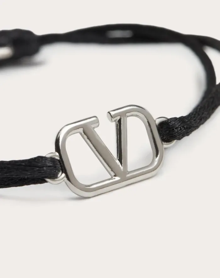 Valentino Jewelry Man Vlogo Signature Cotton Bracelet For Man In Azure Azure Valentino Jewelry Man Vlogo Signature Cotton Bracelet For Man In Azure Azure