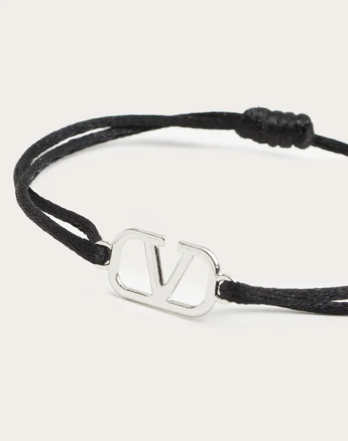 Valentino Jewelry Man Vlogo Signature Cotton Bracelet For Man In Azure Azure Valentino Jewelry Man Vlogo Signature Cotton Bracelet For Man In Azure Azure