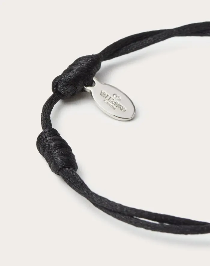 Valentino Jewelry Man Vlogo Signature Cotton Bracelet For Man In Azure Azure Valentino Jewelry Man Vlogo Signature Cotton Bracelet For Man In Azure Azure
