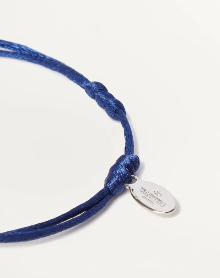 Valentino Jewelry Man Vlogo Signature Cotton Bracelet For Man In Azure Azure Valentino Jewelry Man Vlogo Signature Cotton Bracelet For Man In Azure Azure