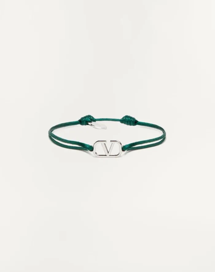 Valentino Jewelry Man Vlogo Signature Cotton Bracelet For Man In Azure Azure Valentino Jewelry Man Vlogo Signature Cotton Bracelet For Man In Azure Azure