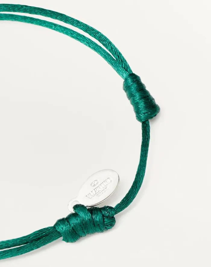 Valentino Jewelry Man Vlogo Signature Cotton Bracelet For Man In English Green English Green Valentino Jewelry Man Vlogo Signature Cotton Bracelet For Man In English Green English Green