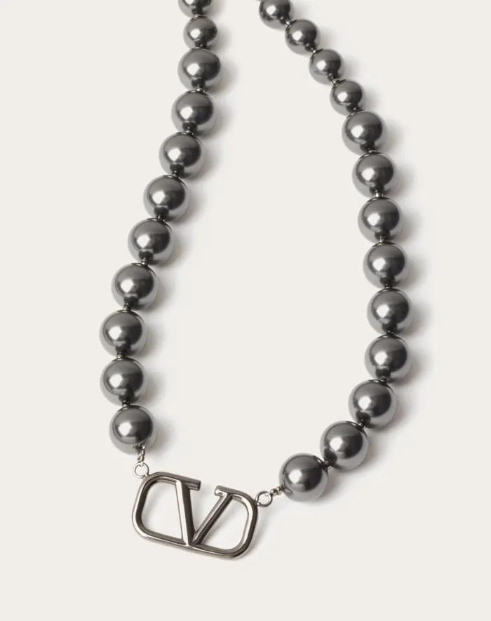 Valentino Jewelry Man Vlogo Signature Metal Choker With Swarovski Pearls For Man In Gold Gold Valentino Jewelry Man Vlogo Signature Metal Choker With Swarovski Pearls For Man In Gold Gold