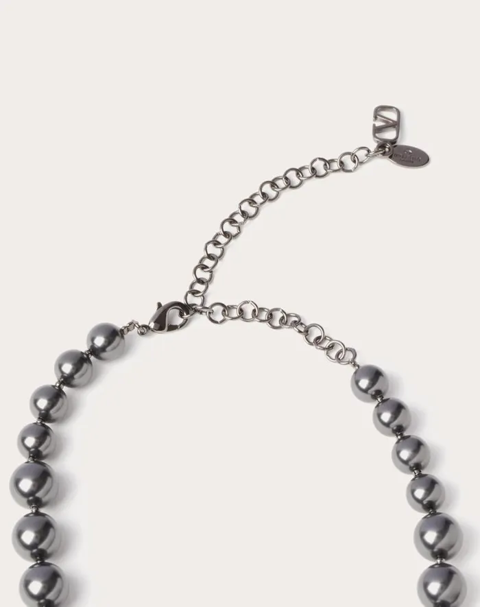 Valentino Jewelry Man Vlogo Signature Metal Choker With Swarovski Pearls For Man In Gold Gold Valentino Jewelry Man Vlogo Signature Metal Choker With Swarovski Pearls For Man In Gold Gold