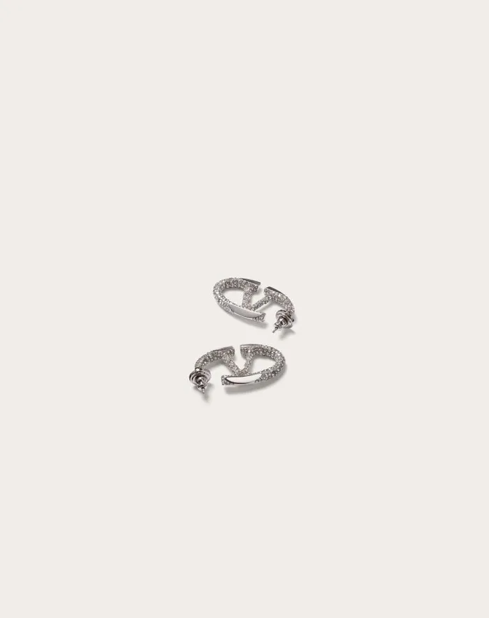 Valentino Jewelry Woman The Bold Edition Vlogo Metal And Swarovski Crystal Earrings For Woman In Palladiumcrystal Palladiumcrystal Valentino Jewelry Woman The Bold Edition Vlogo Metal And Swarovski Crystal Earrings For Woman In Palladiumcrystal Palladiumcrystal