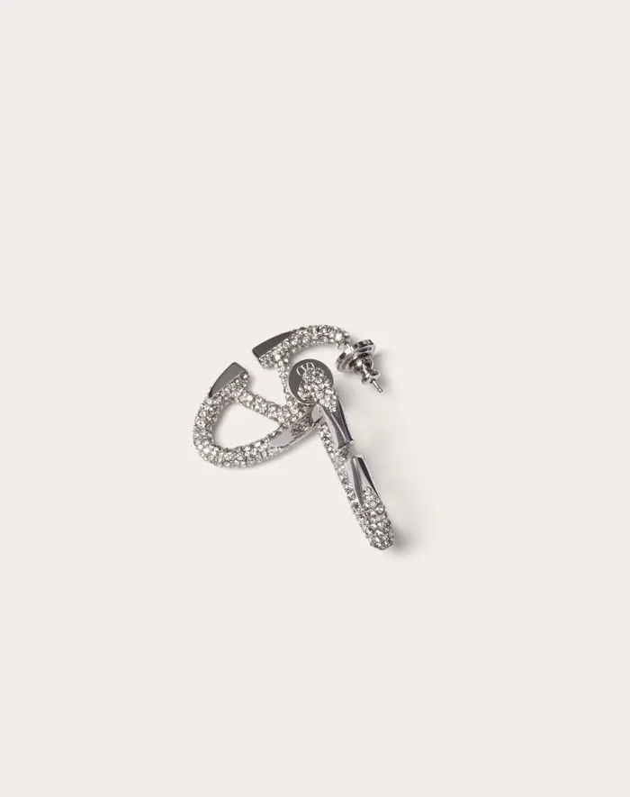 Valentino Jewelry Woman The Bold Edition Vlogo Metal And Swarovski Crystal Earrings For Woman In Palladiumcrystal Palladiumcrystal Valentino Jewelry Woman The Bold Edition Vlogo Metal And Swarovski Crystal Earrings For Woman In Palladiumcrystal Palladiumcrystal