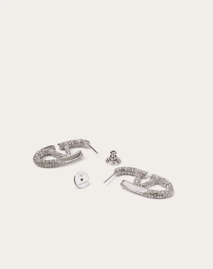 Valentino Jewelry Woman The Bold Edition Vlogo Metal And Swarovski Crystal Earrings For Woman In Palladiumcrystal Palladiumcrystal Valentino Jewelry Woman The Bold Edition Vlogo Metal And Swarovski Crystal Earrings For Woman In Palladiumcrystal Palladiumcrystal