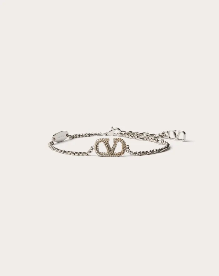 Valentino Jewelry Woman Vlogo Signature Bracelet In Metal And Swarovski Crystals For Woman In Palladium Palladium Valentino Jewelry Woman Vlogo Signature Bracelet In Metal And Swarovski Crystals For Woman In Palladium Palladium