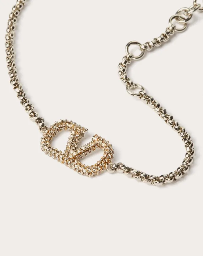 Valentino Jewelry Woman Vlogo Signature Bracelet In Metal And Swarovski Crystals For Woman In Palladium Palladium Valentino Jewelry Woman Vlogo Signature Bracelet In Metal And Swarovski Crystals For Woman In Palladium Palladium