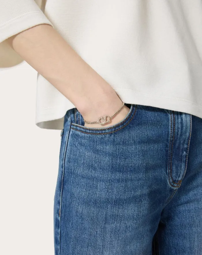 Valentino Jewelry Woman Vlogo Signature Bracelet In Metal And Swarovski Crystals For Woman In Palladium Palladium Valentino Jewelry Woman Vlogo Signature Bracelet In Metal And Swarovski Crystals For Woman In Palladium Palladium