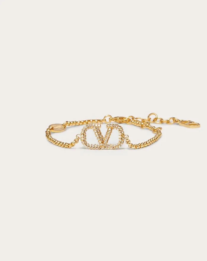 Valentino Jewelry Woman Vlogo Signature Bracelet In Metal And Swarovski Crystals For Woman In Palladium Palladium Valentino Jewelry Woman Vlogo Signature Bracelet In Metal And Swarovski Crystals For Woman In Palladium Palladium