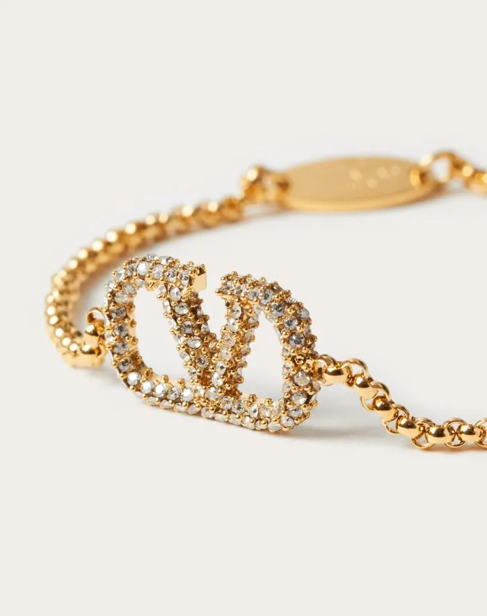 Valentino Jewelry Woman Vlogo Signature Bracelet In Metal And Swarovski Crystals For Woman In Palladium Palladium Valentino Jewelry Woman Vlogo Signature Bracelet In Metal And Swarovski Crystals For Woman In Palladium Palladium