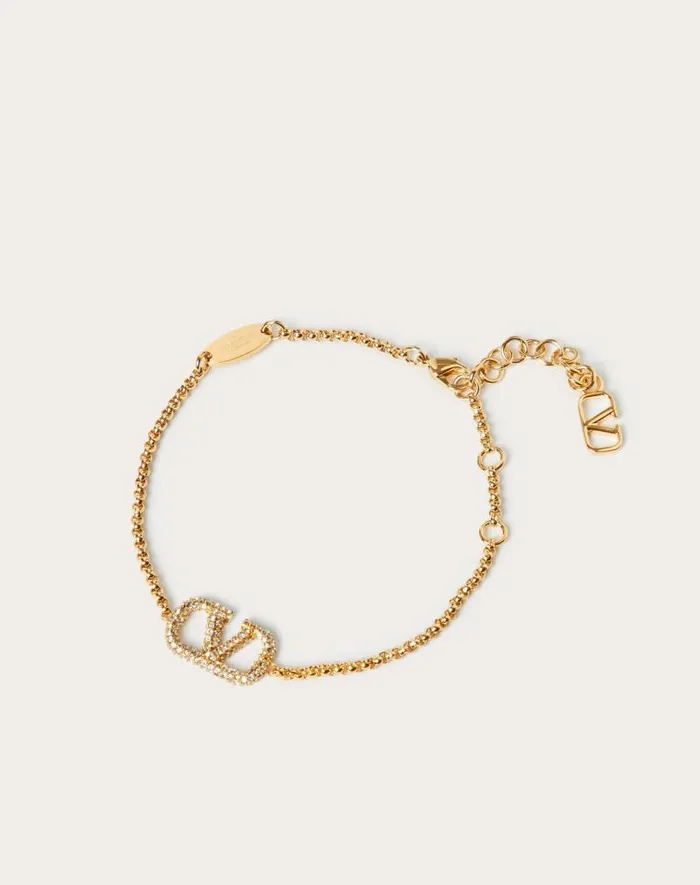 Valentino Jewelry Woman Vlogo Signature Bracelet In Metal And Swarovski Crystals For Woman In Palladium Palladium Valentino Jewelry Woman Vlogo Signature Bracelet In Metal And Swarovski Crystals For Woman In Palladium Palladium