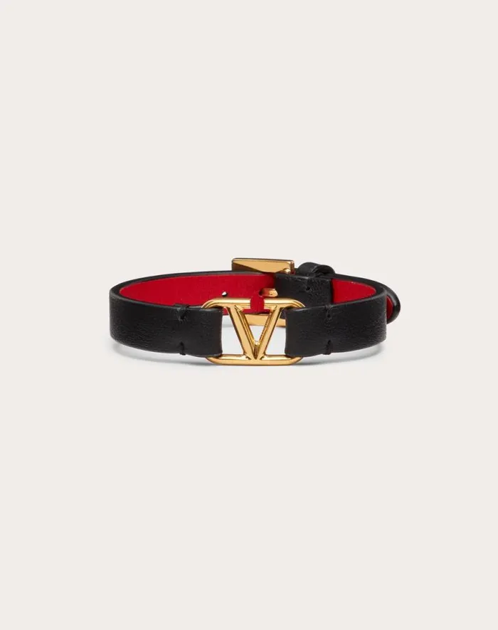 Valentino Jewelry Woman Vlogo Signature Calfskin Bracelet For Woman In Pure Redblack Pure Redblack Valentino Jewelry Woman Vlogo Signature Calfskin Bracelet For Woman In Pure Redblack Pure Redblack