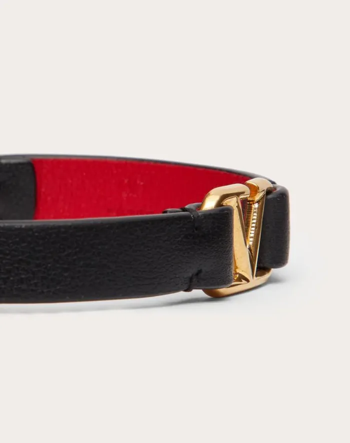 Valentino Jewelry Woman Vlogo Signature Calfskin Bracelet For Woman In Pure Redblack Pure Redblack Valentino Jewelry Woman Vlogo Signature Calfskin Bracelet For Woman In Pure Redblack Pure Redblack