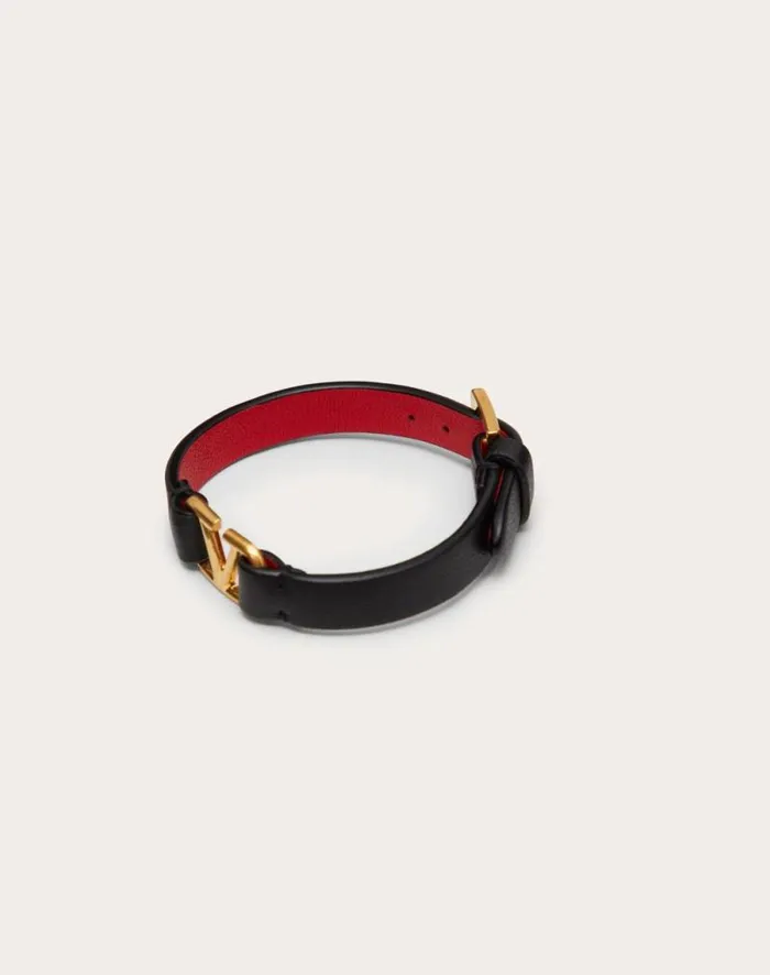 Valentino Jewelry Woman Vlogo Signature Calfskin Bracelet For Woman In Pure Redblack Pure Redblack Valentino Jewelry Woman Vlogo Signature Calfskin Bracelet For Woman In Pure Redblack Pure Redblack