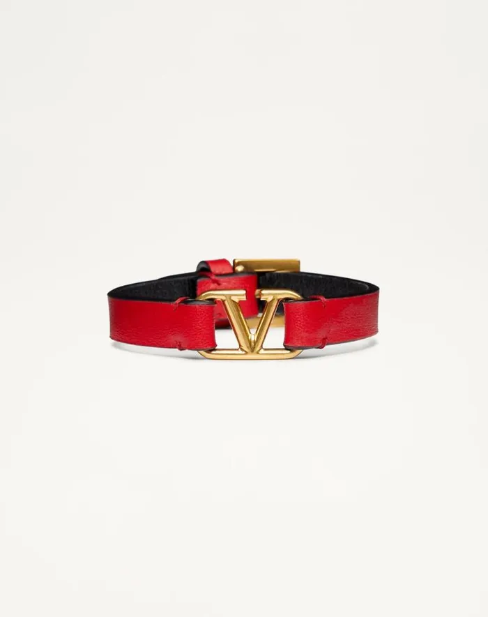 Valentino Jewelry Woman Vlogo Signature Calfskin Bracelet For Woman In Pure Redblack Pure Redblack Valentino Jewelry Woman Vlogo Signature Calfskin Bracelet For Woman In Pure Redblack Pure Redblack