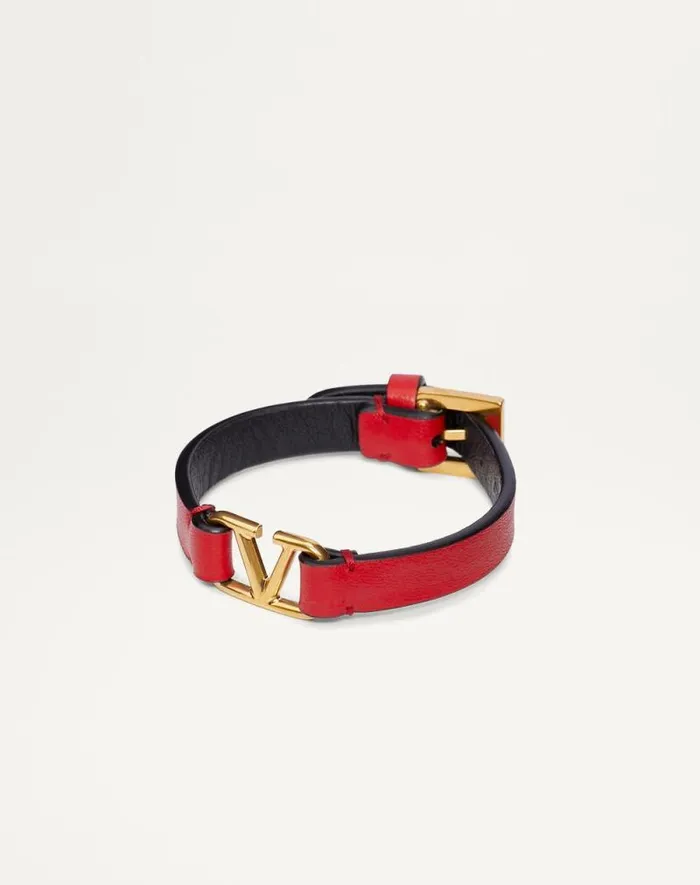 Valentino Jewelry Woman Vlogo Signature Calfskin Bracelet For Woman In Pure Redblack Pure Redblack Valentino Jewelry Woman Vlogo Signature Calfskin Bracelet For Woman In Pure Redblack Pure Redblack