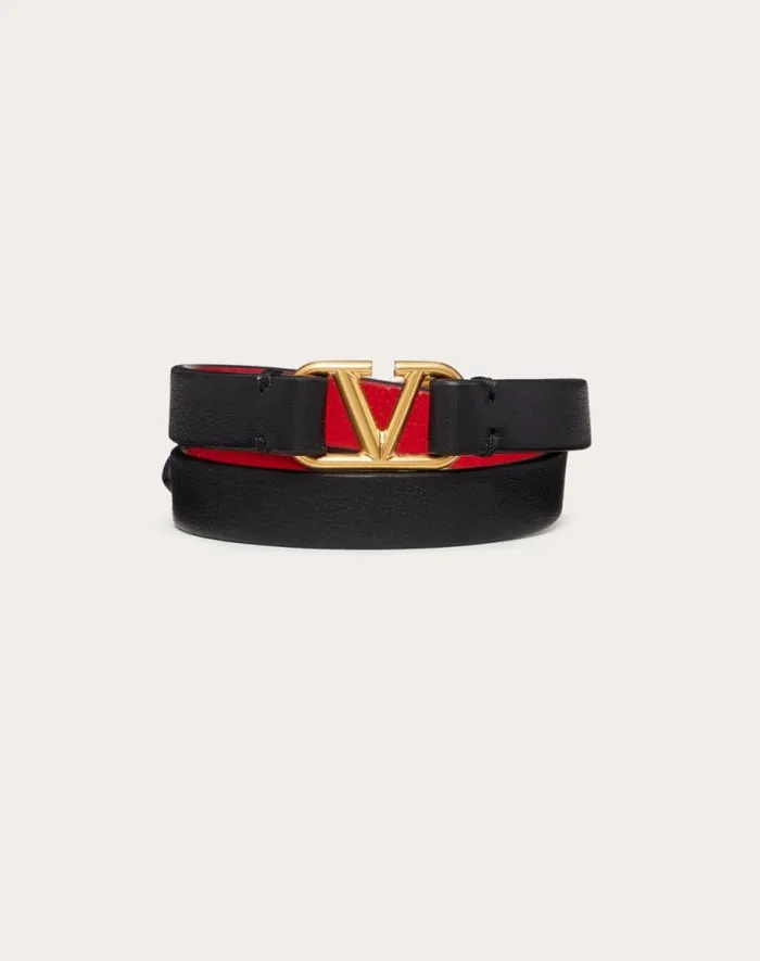 Valentino Jewelry Woman Vlogo Signature Doublestrap Bracelet In Calfskin For Woman In Blackpure Red Blackpure Red Valentino Jewelry Woman Vlogo Signature Doublestrap Bracelet In Calfskin For Woman In Blackpure Red Blackpure Red