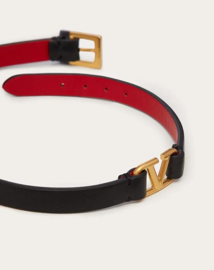 Valentino Jewelry Woman Vlogo Signature Doublestrap Bracelet In Calfskin For Woman In Blackpure Red Blackpure Red Valentino Jewelry Woman Vlogo Signature Doublestrap Bracelet In Calfskin For Woman In Blackpure Red Blackpure Red