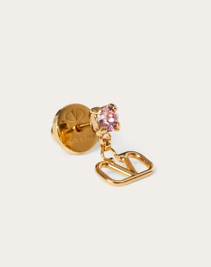 Valentino Jewelry Woman Vlogo Signature Earrings In Metal And Swarovski Crystals For Woman In Goldpink Goldpink Valentino Jewelry Woman Vlogo Signature Earrings In Metal And Swarovski Crystals For Woman In Goldpink Goldpink