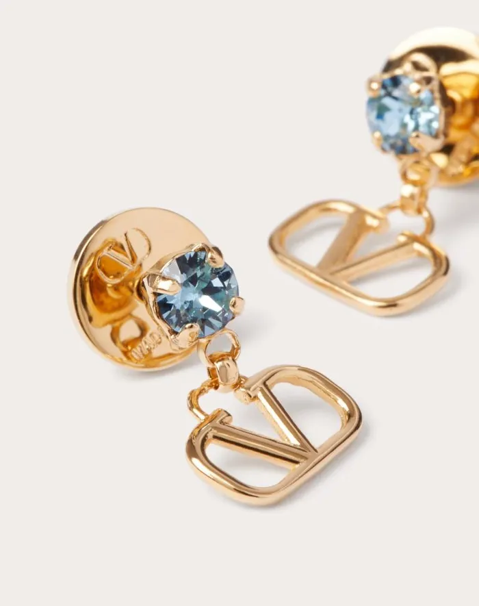 Valentino Jewelry Woman Vlogo Signature Earrings In Metal And Swarovski Crystals For Woman In Goldpink Goldpink Valentino Jewelry Woman Vlogo Signature Earrings In Metal And Swarovski Crystals For Woman In Goldpink Goldpink