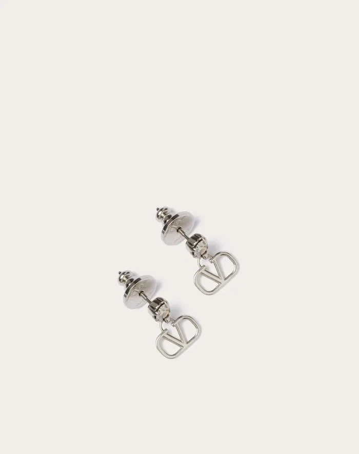 Valentino Jewelry Woman Vlogo Signature Earrings In Metal And Swarovski Crystals For Woman In Goldpink Goldpink Valentino Jewelry Woman Vlogo Signature Earrings In Metal And Swarovski Crystals For Woman In Goldpink Goldpink