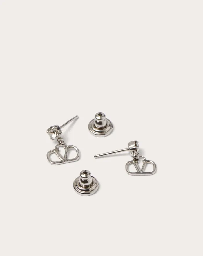 Valentino Jewelry Woman Vlogo Signature Earrings In Metal And Swarovski Crystals For Woman In Goldpink Goldpink Valentino Jewelry Woman Vlogo Signature Earrings In Metal And Swarovski Crystals For Woman In Goldpink Goldpink