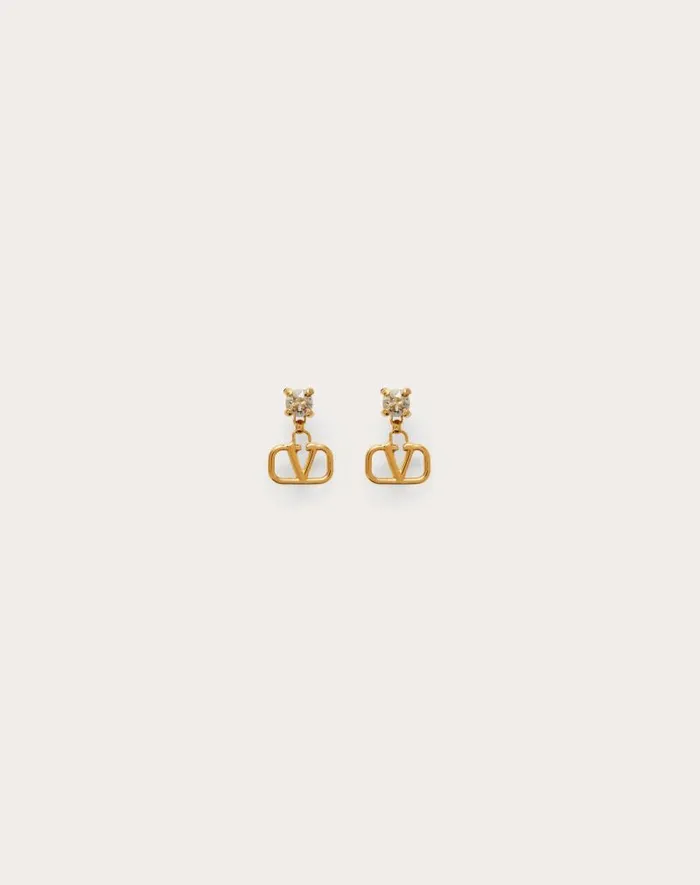 Valentino Jewelry Woman Vlogo Signature Earrings In Metal And Swarovski Crystals For Woman In Goldpink Goldpink Valentino Jewelry Woman Vlogo Signature Earrings In Metal And Swarovski Crystals For Woman In Goldpink Goldpink