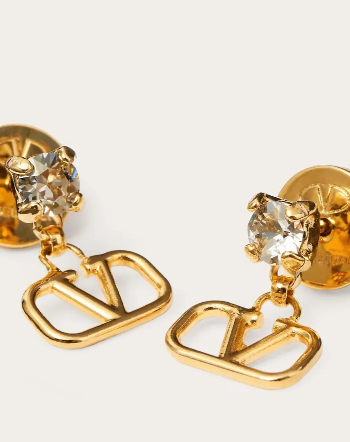 Valentino Jewelry Woman Vlogo Signature Earrings In Metal And Swarovski Crystals For Woman In Goldpink Goldpink Valentino Jewelry Woman Vlogo Signature Earrings In Metal And Swarovski Crystals For Woman In Goldpink Goldpink
