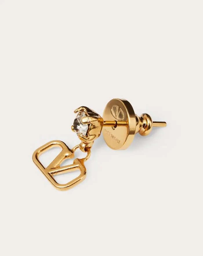 Valentino Jewelry Woman Vlogo Signature Earrings In Metal And Swarovski Crystals For Woman In Goldpink Goldpink Valentino Jewelry Woman Vlogo Signature Earrings In Metal And Swarovski Crystals For Woman In Goldpink Goldpink