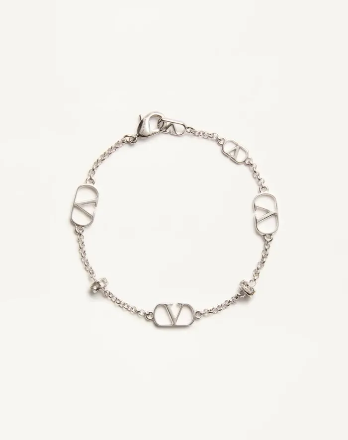 Valentino Jewelry Woman Vlogo Signature Metal And Crystal Bracelet For Woman In Palladiumcrystal Palladiumcrystal Valentino Jewelry Woman Vlogo Signature Metal And Crystal Bracelet For Woman In Palladiumcrystal Palladiumcrystal