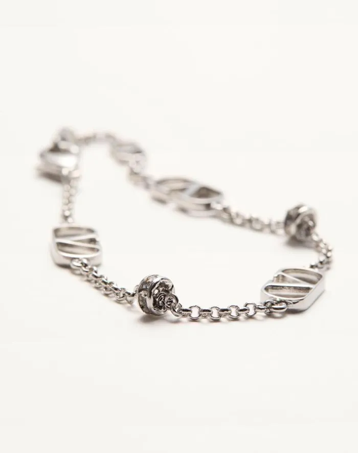 Valentino Jewelry Woman Vlogo Signature Metal And Crystal Bracelet For Woman In Palladiumcrystal Palladiumcrystal Valentino Jewelry Woman Vlogo Signature Metal And Crystal Bracelet For Woman In Palladiumcrystal Palladiumcrystal