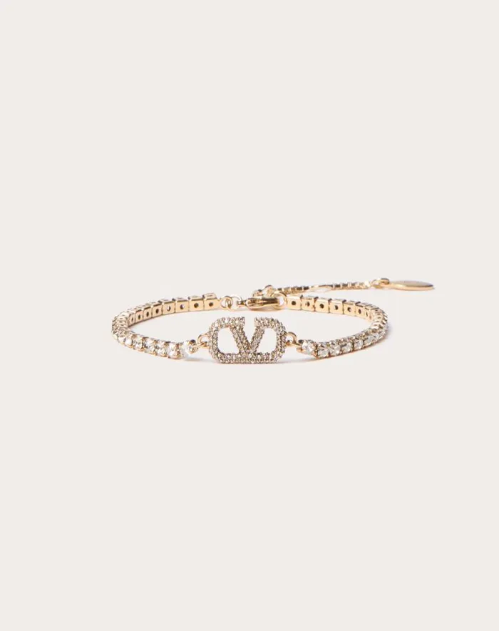 Valentino Jewelry Woman Vlogo Signature Metal And Swarovski Crystal Bracelet For Woman In Gold Gold Valentino Jewelry Woman Vlogo Signature Metal And Swarovski Crystal Bracelet For Woman In Gold Gold
