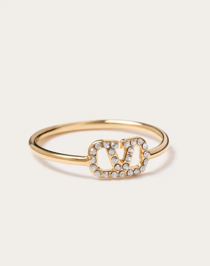 Valentino Jewelry Woman Vlogo Signature Metal And Swarovski Crystal Ring For Woman In Palladiumcrystal Palladiumcrystal Valentino Jewelry Woman Vlogo Signature Metal And Swarovski Crystal Ring For Woman In Palladiumcrystal Palladiumcrystal